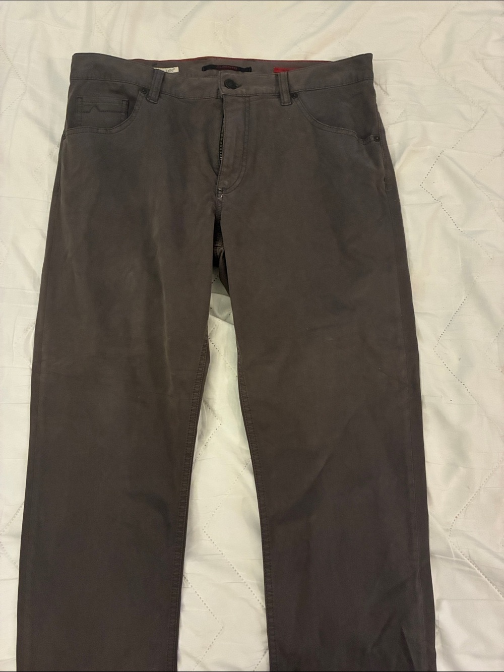 Men's Alberto Casual Straight-Leg Pants in Dark Brown/Gray 35/34